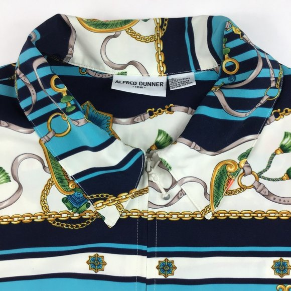 vintage womens jacket Alfred Dunner 16W nautical chain print bomber full zip 90s - Picture 7 of 16